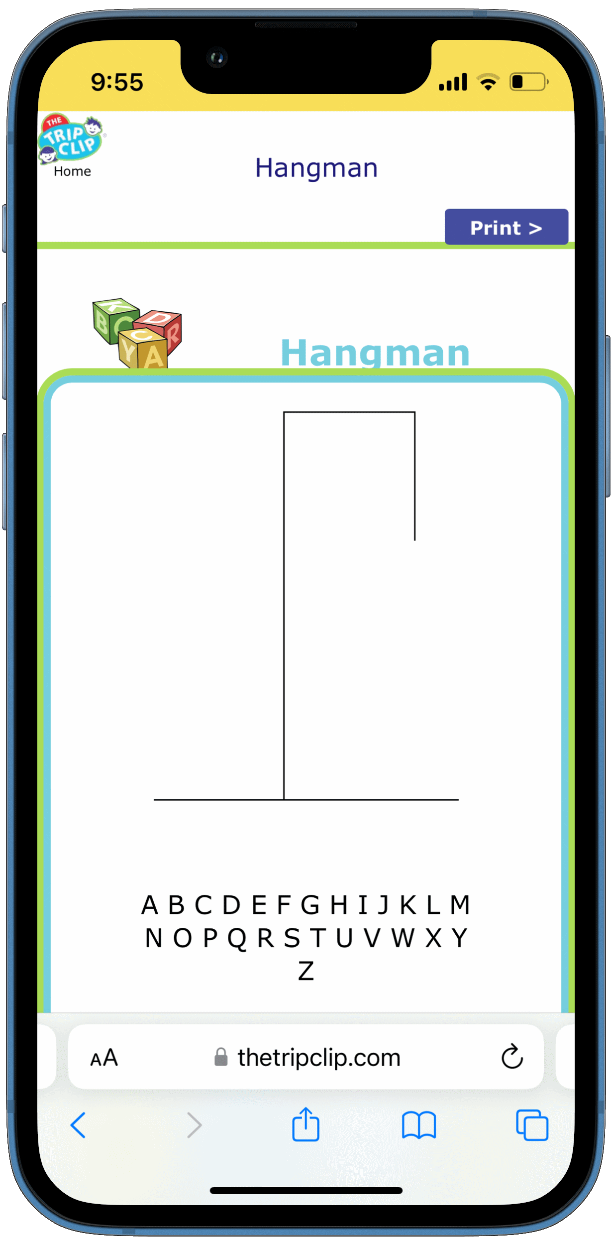 Printable hangman game for kids