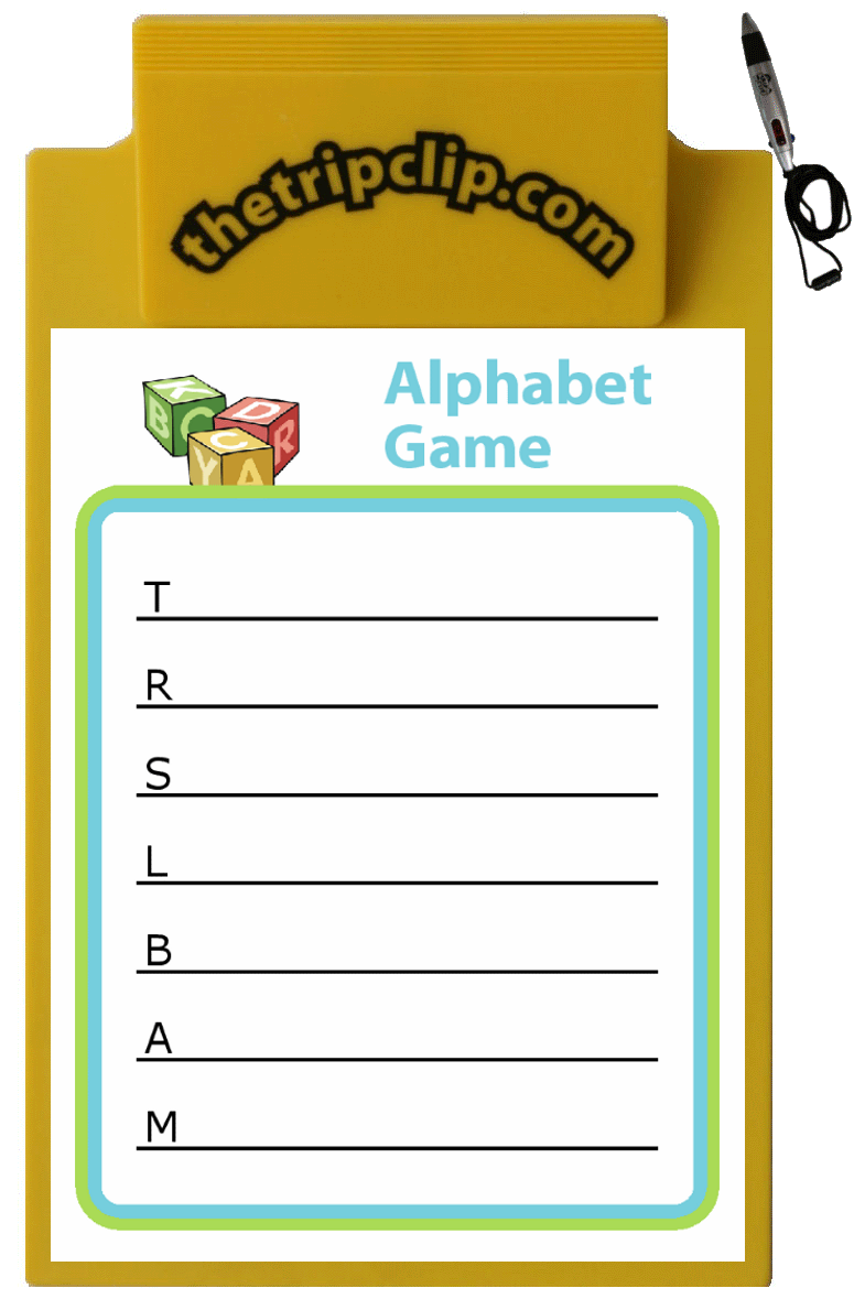 Alphabet Game: Blank lines with a capital letter at the beginning of each.