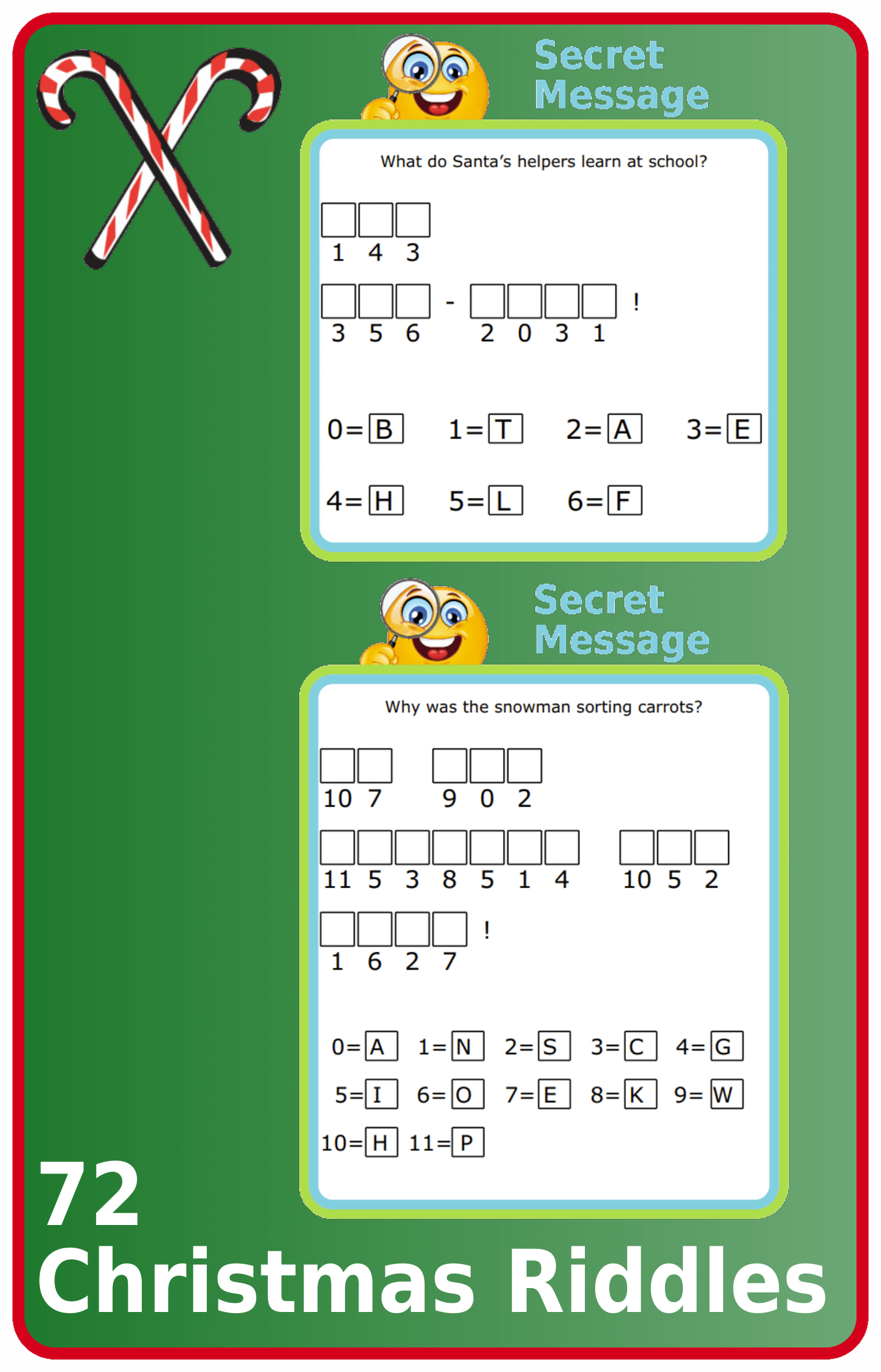 Secret message puzzles: 72 Christmas-Themed Cryptogram Riddles