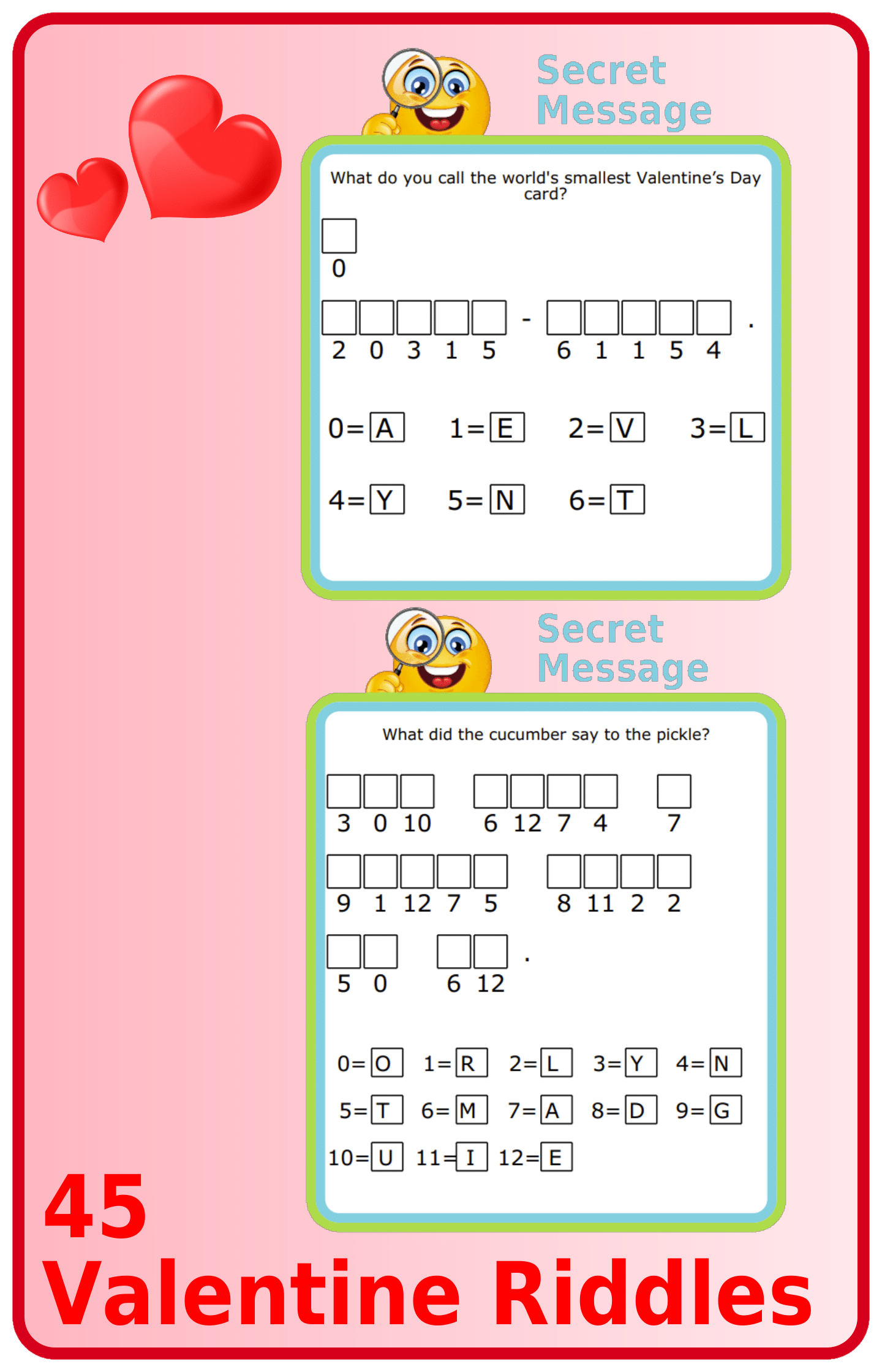 Secret message puzzles: 45 Valentines-Themed Cryptogram Riddles